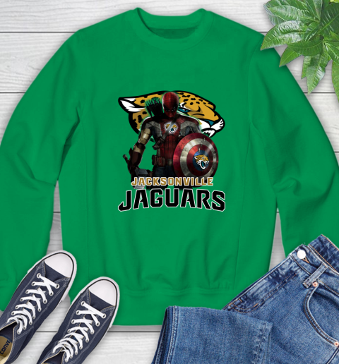 NFL Captain America Thor Spider Man Hawkeye Avengers Endgame Football Jacksonville Jaguars Sweatshirt 6
