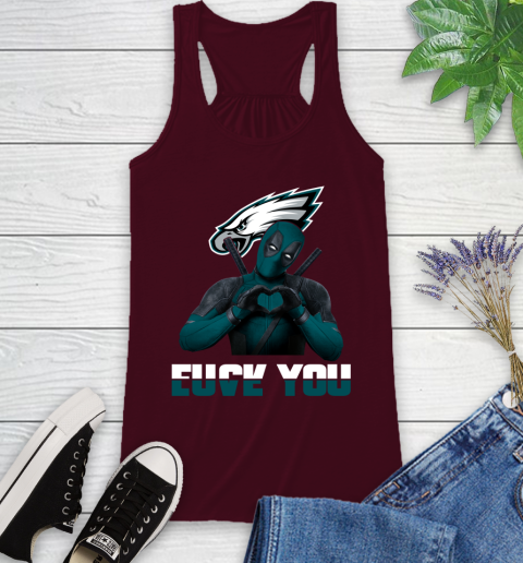 NHL Philadelphia Eagles Deadpool Love You Fuck You Football Sports Racerback Tank 2