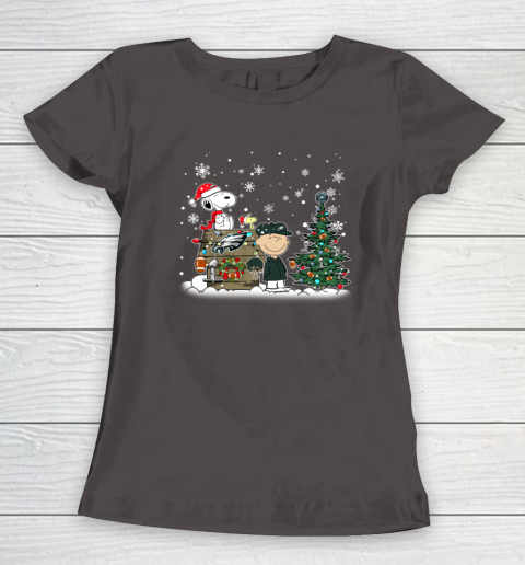 NFL Philadelphia Eagles Snoopy Charlie Brown Christmas Football Super Bowl Women's T-Shirt 5