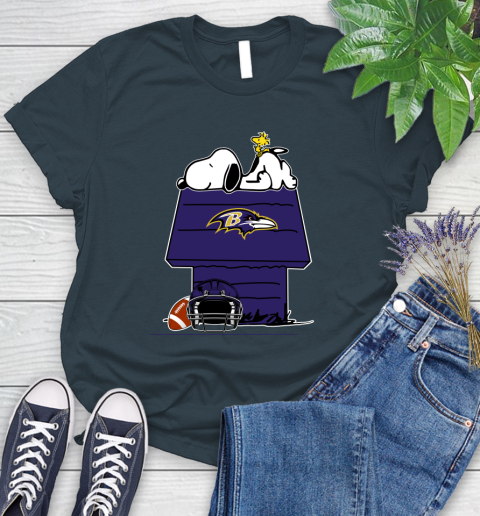 Baltimore Ravens NFL Football Snoopy Woodstock The Peanuts Movie Women's T-Shirt 9 Baltimore Ravens NFL Football Snoopy Woodstock The Peanuts Movie Women's T-Shirt - Image 9