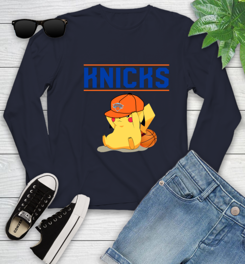NBA Pikachu Basketball Sports New York Knicks Youth Long Sleeve 3