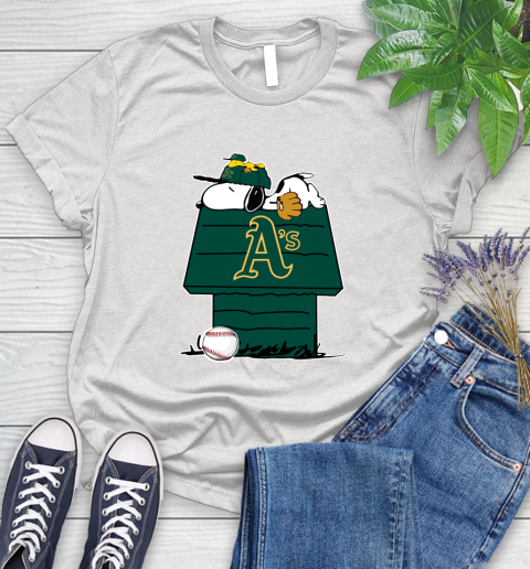 MLB Oakland Athletics Snoopy Woodstock The Peanuts Movie Baseball T Shirt Women's T-Shirt