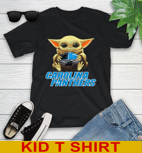 NFL Football Carolina Panthers Baby Yoda Star Wars Shirt Youth T-Shirt 2