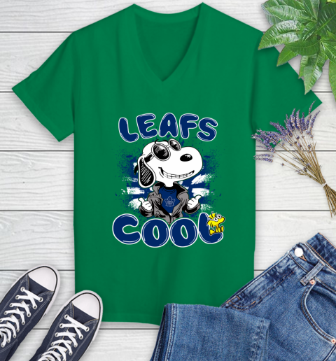 NHL Hockey Toronto Maple Leafs Cool Snoopy Shirt Women's V-Neck T-Shirt 4