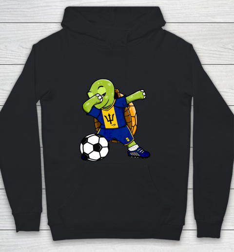 Dabbing Turtle Barbados Soccer Fans Jersey Flag Football Youth Hoodie