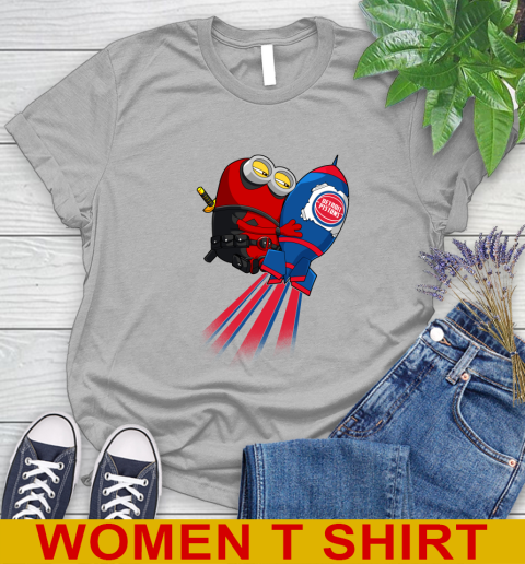 NBA Basketball Detroit Pistons Deadpool Minion Marvel Shirt Women's T-Shirt 5