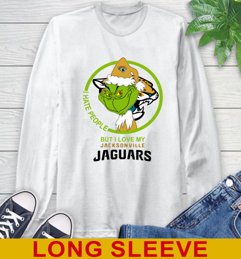 Jacksonville Jaguars NFL Christmas Grinch I Hate People But I Love My Favorite Football Team Long Sleeve T-Shirt