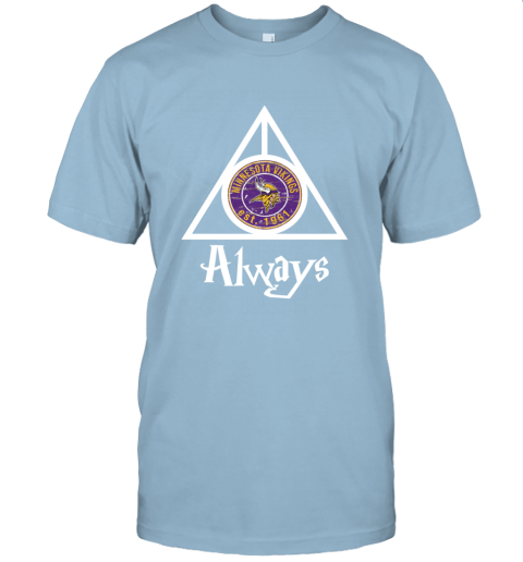 Always Love The Minnesota Vikings x Harry Potter Mashup NFL choj always love the minnesota vikings x harry potter m classic t shirt 2 front light blue