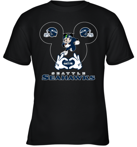 I Love The Seahawks Mickey Mouse Seattle Seahawks Youth T-Shirt