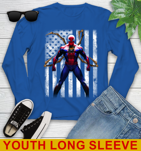 NBA Basketball Phoenix Suns Spider Man Avengers Marvel American Flag Shirt Youth Long Sleeve 10
