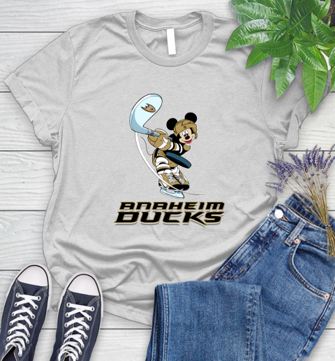 NHL Hockey Anaheim Ducks Cheerful Mickey Mouse Shirt Women's T-Shirt 2