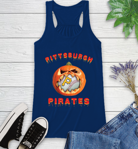 MLB Pittsburgh Pirates Halloween Pumpkin Baseball Sports Racerback Tank 9