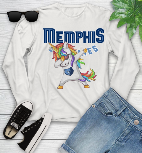Memphis Grizzlies NBA Basketball Funny Unicorn Dabbing Sports Youth Long Sleeve 12
