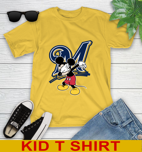 Milwaukee Brewers MLB Baseball Dabbing Mickey Disney Sports Youth T-Shirt 8