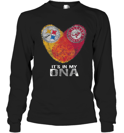 Steelers Alabama Crimsontide It'S In My Dna Heart Fingerprints Long Sleeve T-Shirt