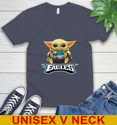 NFL Football Philadelphia Eagles Baby Yoda Star Wars Shirt V-Neck T-Shirt 8