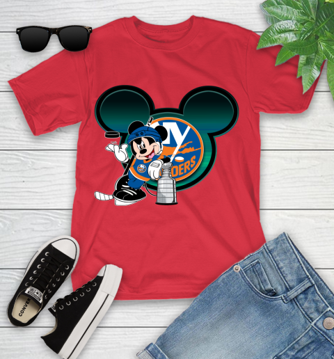 NHL New York Islanders Stanley Cup Mickey Mouse Disney Hockey T Shirt Youth T-Shirt 10