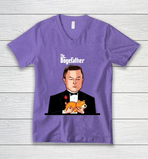 Dogecoin The DogeFather Funny V-Neck T-Shirt 8