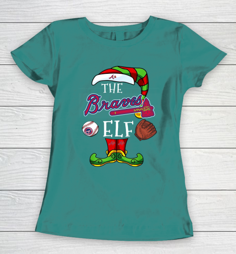 Atlanta Braves Christmas ELF Funny MLB Women's T-Shirt 10