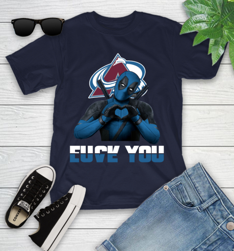 NHL Colorado Avalanche Deadpool Love You Fuck You Hockey Sports Youth T-Shirt 2