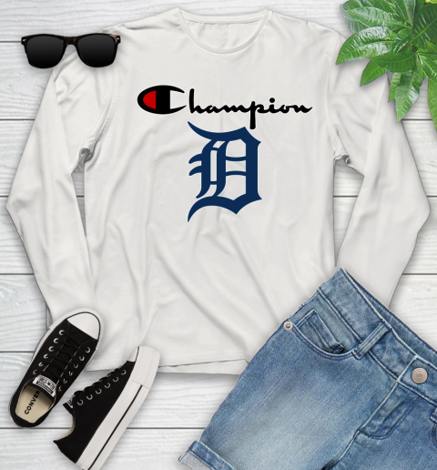 MLB Baseball Detroit Tigers Champion Shirt Youth Long Sleeve 10