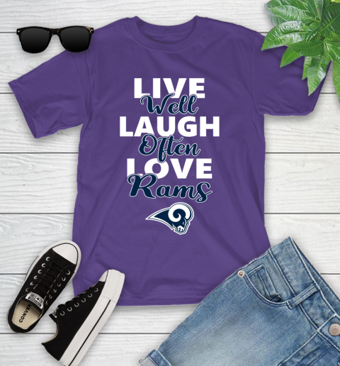 NFL Football Los Angeles Rams Live Well Laugh Often Love Shirt Youth T-Shirt 3