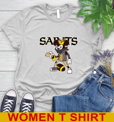 New Orleans Saints NFL Football Mickey Peace Sign Sports Women's T-Shirt