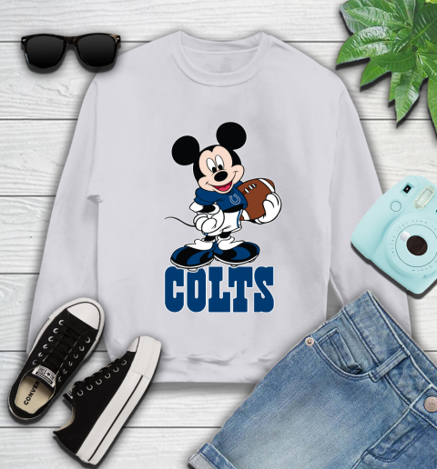 NFL Football Indianapolis Colts Cheerful Mickey Mouse Shirt Youth Sweatshirt 4
