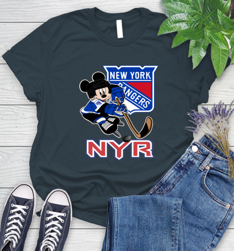 NHL New York Rangers Mickey Mouse Disney Hockey T Shirt Women's T-Shirt 8
