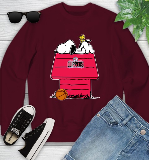 LA Clippers NBA Basketball Snoopy Woodstock The Peanuts Movie Youth Sweatshirt 5