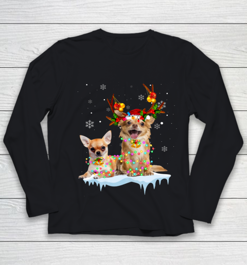 Chihuahua Christmas Light Shirt Gift Youth Long Sleeve
