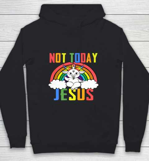 Unicorn Rainbow Not Today Jesus Premium Youth Hoodie