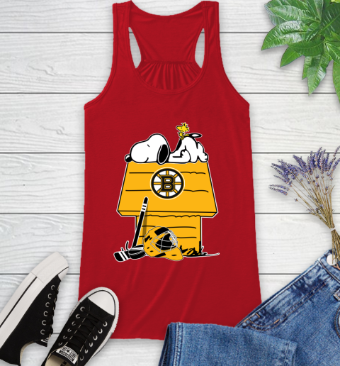 Boston Bruins NHL Hockey Snoopy Woodstock The Peanuts Movie Racerback Tank 6