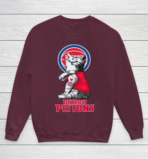 NBA Basketball My Cat Loves Detroit Pistons Youth Sweatshirt 4