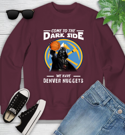 NBA Come To The Dark Side We Have Denver Nuggets Star Wars Darth Vader Basketball Youth Sweatshirt 4