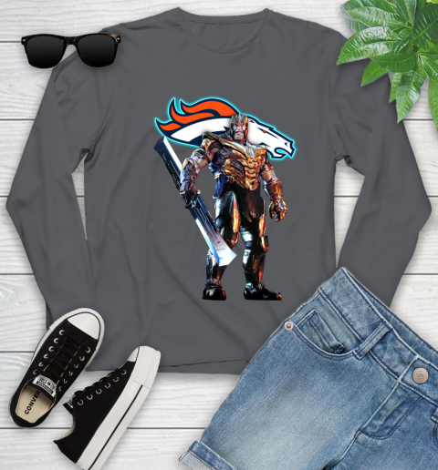NFL Thanos Gauntlet Avengers Endgame Football Denver Broncos Youth Long Sleeve 8