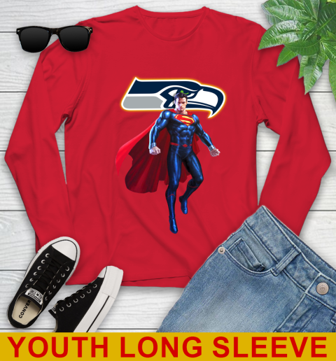 NFL Superman DC Sports Football Seattle Seahawks Youth Long Sleeve 11