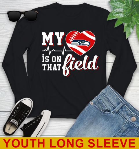 NFL My Heart Is On That Field Football Sports Seattle Seahawks Youth Long Sleeve