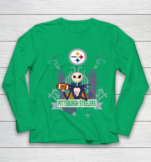NFL Pittsburgh Steelers Football Jack Skellington Halloween Youth Long Sleeve 4