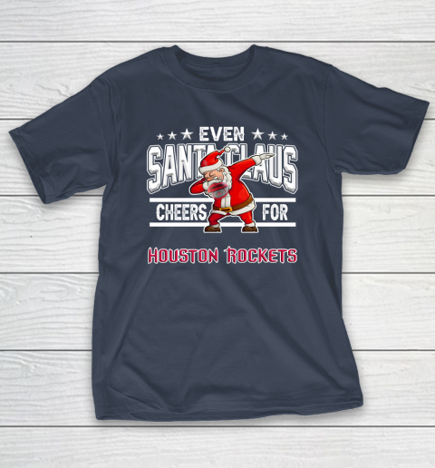 Houston Rockets Even Santa Claus Cheers For Christmas NBA T-Shirt 3