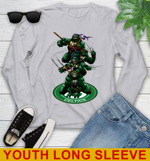 NBA Basketball Boston Celtics Teenage Mutant Ninja Turtles Shirt Youth Long Sleeve 6