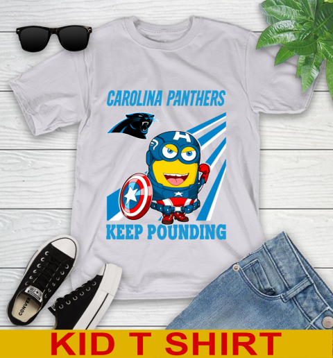 NFL Football Carolina Panthers Captain America Marvel Avengers Minion Shirt Youth T-Shirt 4