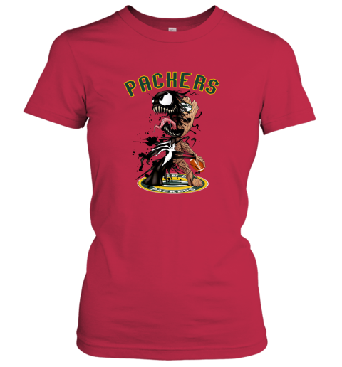 NFL Green Bay Packers Football Venom Groot Guardians Of The Galaxy NCo5XVzrn7j ladies t shirt 20 95 151514 front red