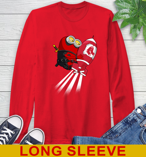 MLB Baseball Boston Red Sox Deadpool Minion Marvel Shirt Long Sleeve T-Shirt 12
