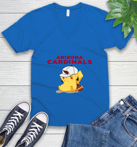 NFL Pikachu Football Sports Arizona Cardinals V-Neck T-Shirt 6