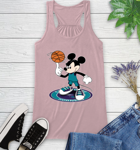 NBA Basketball Charlotte Hornets Cheerful Mickey Disney Shirt Racerback Tank 10