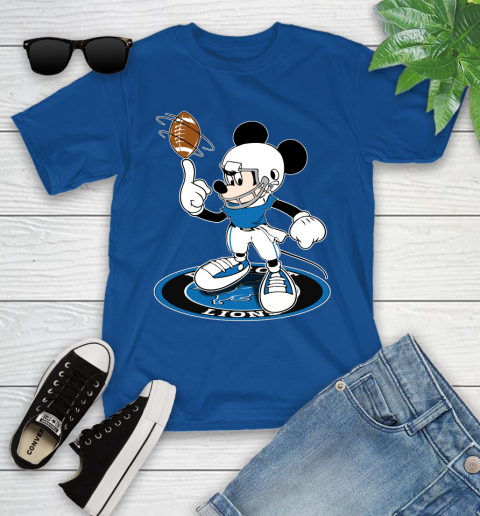 NFL Football Detroit Lions Cheerful Mickey Disney Shirt Youth T-Shirt 9