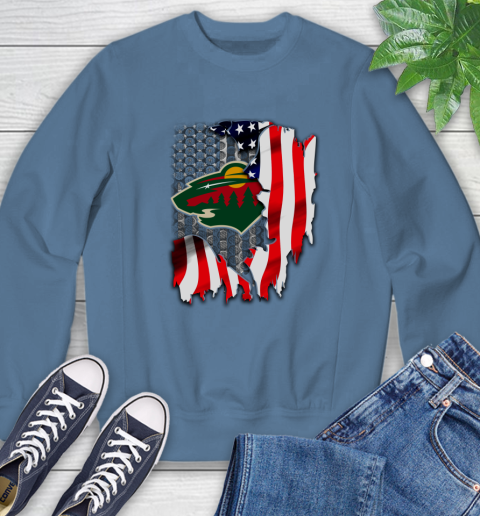 Minnesota Wild NHL Hockey American Flag Sweatshirt 8