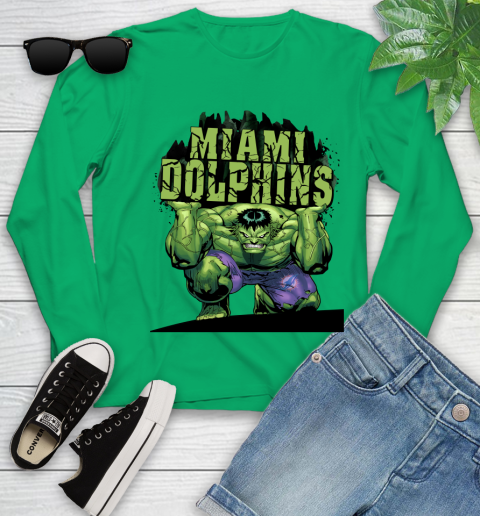 Miami Dolphins NFL Football Incredible Hulk Marvel Avengers Sports Youth Long Sleeve 6