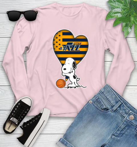 Utah Jazz NBA Basketball The Peanuts Movie Adorable Snoopy Youth Long Sleeve 10
